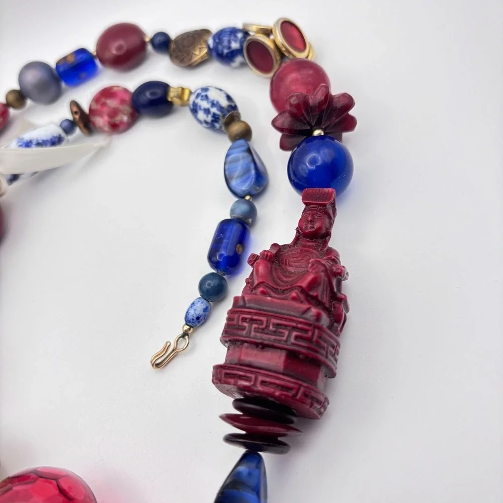 Vintage Cynthia Jean Statement Necklace Beaded Stones 27